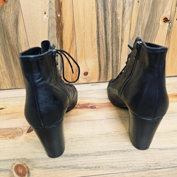 Steve Madden Neela Lace Up Open Toe Leather Booties - Picture 4 of 6